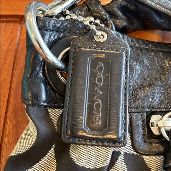 COACH HOBO SHOULDER  HANDBAG 13420 PARKER OP ART BLACK LEATHER TRIM - Picture 2 of 10